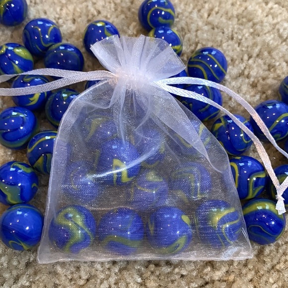 set of 5 Van Gogh mega glass marbles. blue and yellow - Picture 5 of 5